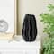 Black Abstract Dimensional Wavy Ribbed Ceramic Vase